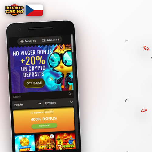 Beep Beep Casino aplikace spuštěná na smartphonu s uvítacím bonusem