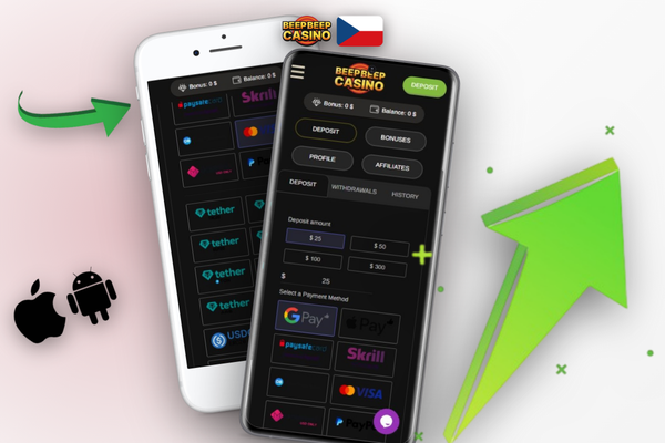 Potvrzení úspěšného vkladu se zelenou fajfkou v herním rozhraní Beep Beep Casino