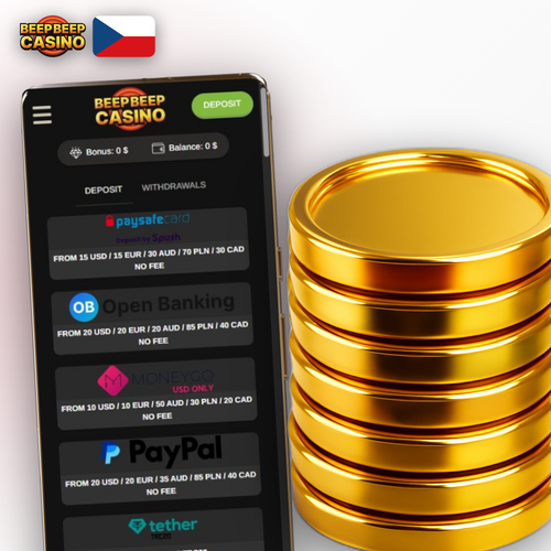 Beep Beep Casino pokladna s platebními kartami, e-peněženkami a kryptoměnami pro rychlý vklad