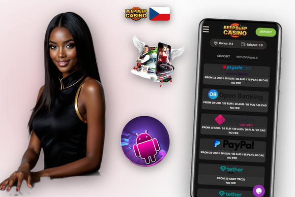 Výběr platební metody v Beep Beep Casino na obrazovce smartphonu v domácím prostředí